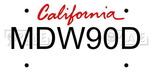 MDW90D California License Plate