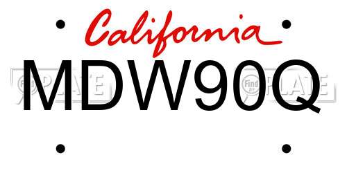 MDW90Q California License Plate