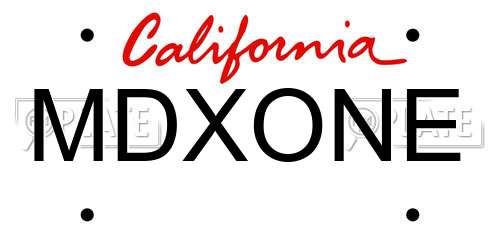 MDXONE California License Plate