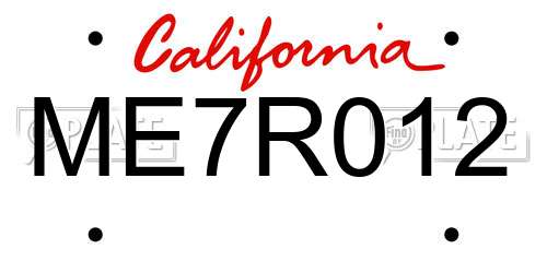 ME7R012 California License Plate