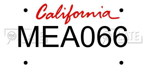 MEA066 California License Plate