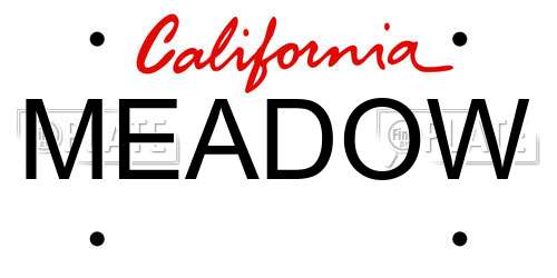 MEADOW California License Plate