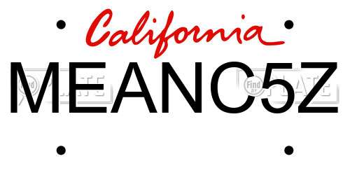 MEANC5Z California License Plate