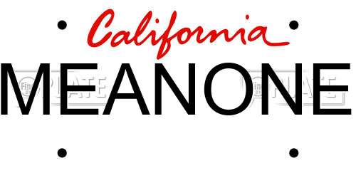 MEANONE California License Plate
