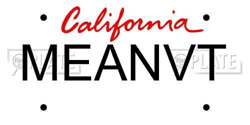 MEANVT California License Plate