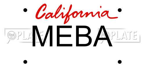 MEBA California License Plate