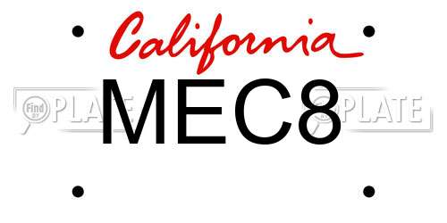 MEC8 California License Plate