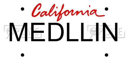 MEDLLIN California License Plate