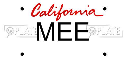 MEE California License Plate