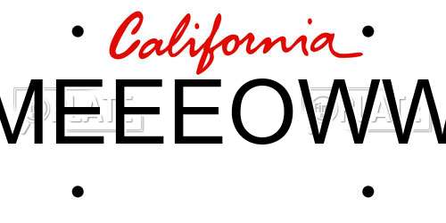 MEEEOWW California License Plate