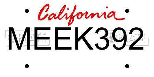 MEEK392 California License Plate