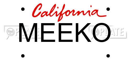 MEEKO California License Plate