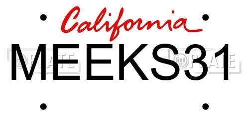 MEEKS31 California License Plate