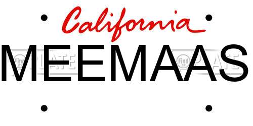 MEEMAAS California License Plate