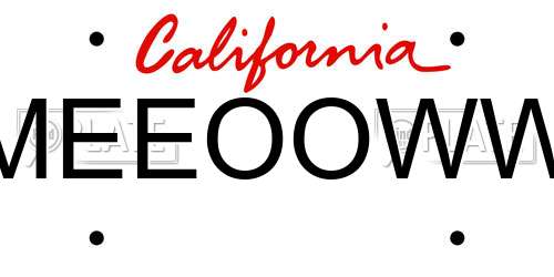 MEEOOWW California License Plate