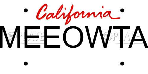 MEEOWTA California License Plate