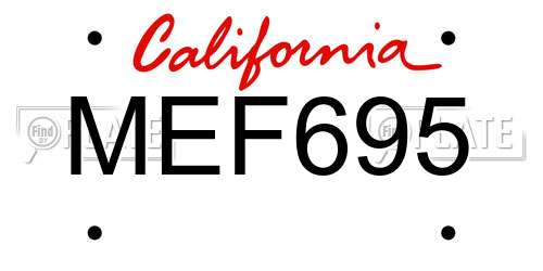 MEF695 California License Plate