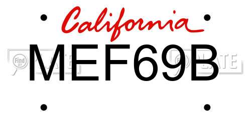 MEF69B California License Plate