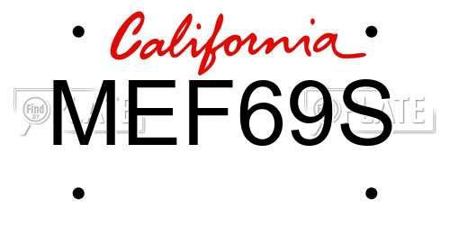 MEF69S California License Plate