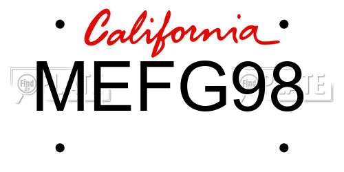 MEFG98 California License Plate