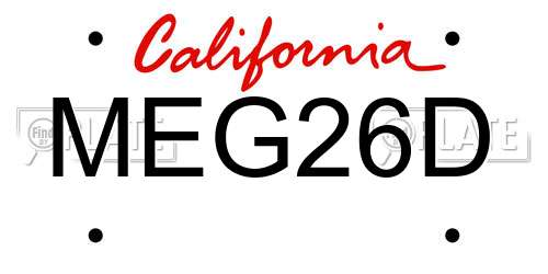 MEG26D California License Plate