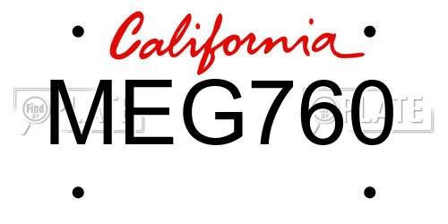 MEG760 California License Plate