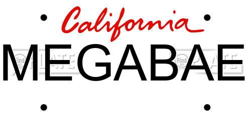 MEGABAE California License Plate