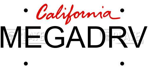 MEGADRV California License Plate