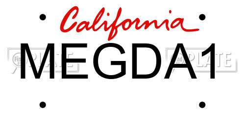 MEGDA1 California License Plate