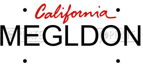 MEGLDON California License Plate