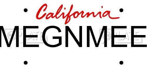 MEGNMEE California License Plate