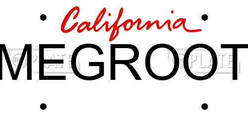 MEGROOT California License Plate