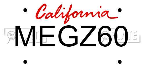 MEGZ60 California License Plate