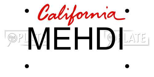 MEHDI California License Plate