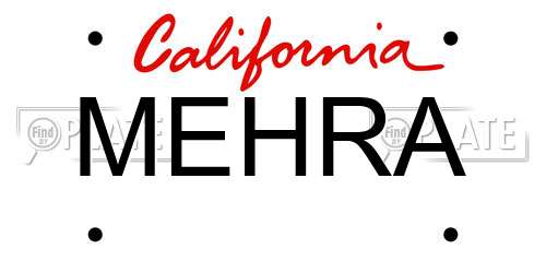 MEHRA California License Plate