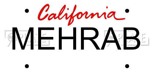 MEHRAB California License Plate