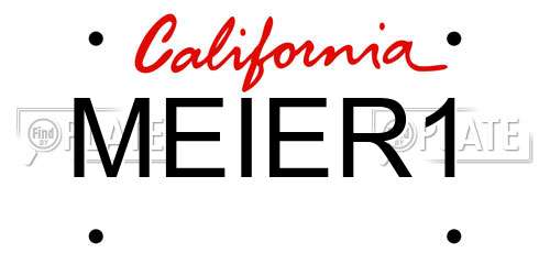 MEIER1 California License Plate