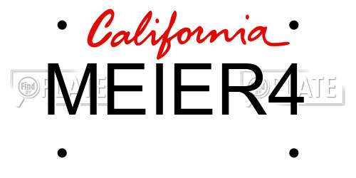 MEIER4 California License Plate