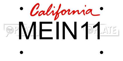 MEIN11 California License Plate