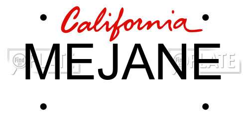 MEJANE California License Plate
