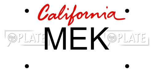 MEK California License Plate