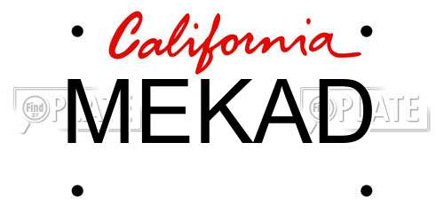 MEKAD California License Plate