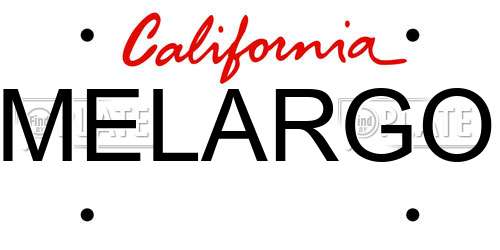 MELARGO California License Plate