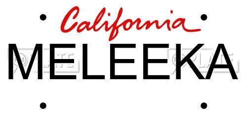MELEEKA California License Plate