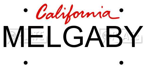 MELGABY California License Plate