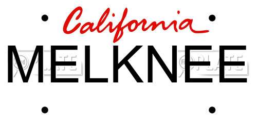 MELKNEE California License Plate
