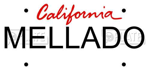MELLADO California License Plate