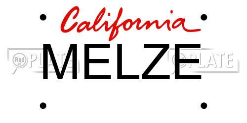 MELZE California License Plate