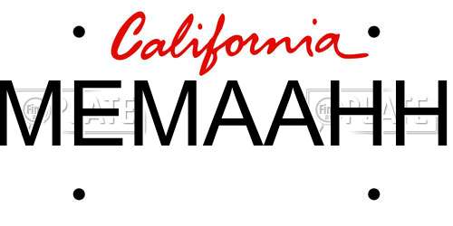 MEMAAHH California License Plate
