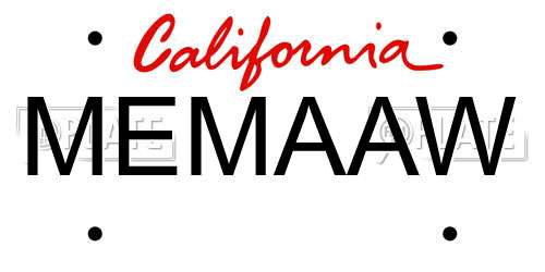 MEMAAW California License Plate